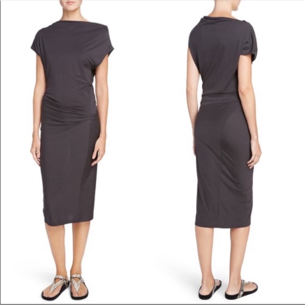 Isabel Marant Charcoal Gray Draped Jersey Midi Dress